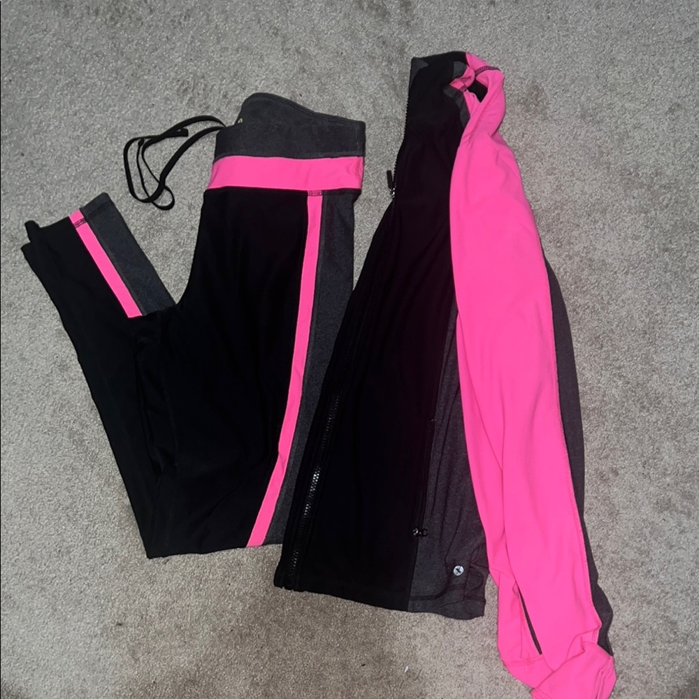 Women's Black and Pink Activewear Set